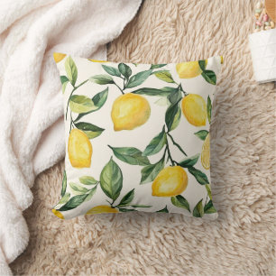 Cojín Decorativo Patrón de Limón Neutral – Costa Mediterránea