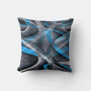 Cojín Decorativo Patrón de línea arqueada azul pastel y gris de los