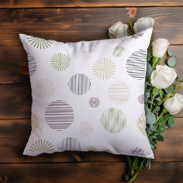 Cojín Decorativo Patrón de línea de círculo geométrico vintage blan
