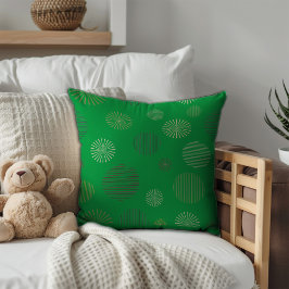 Cojín Decorativo Patrón de línea de círculo geométrico vintage verd