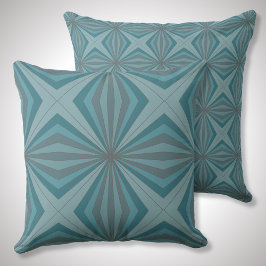 Cojín Decorativo Patrón de línea geométrica retro en color verde y 