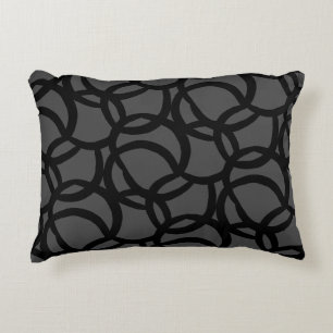 Cojín Decorativo Patrón de línea gris oscuro y negro abstracto mode