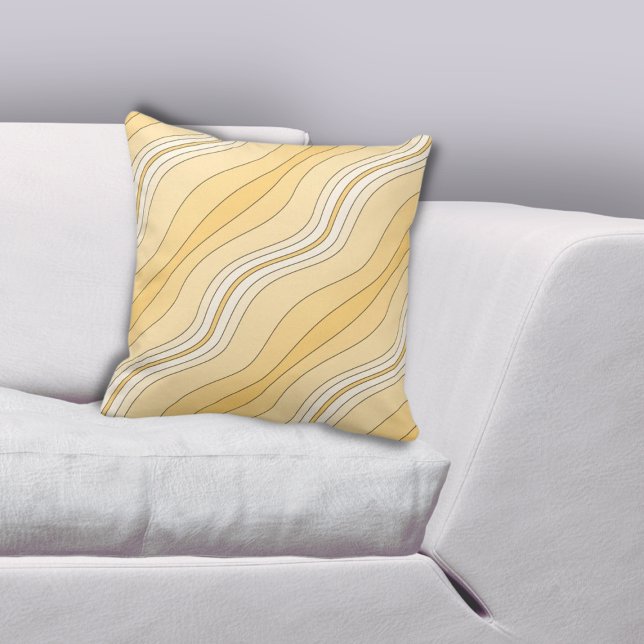 Cojín Decorativo Patrón de líneas amarillas modernas (Modern Yellow Layered Lines Pattern Throw Pillow)