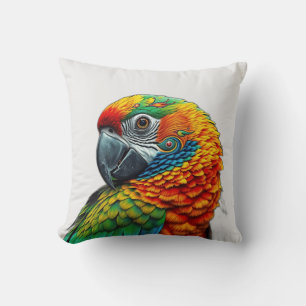 Cojín Decorativo Patrón de loro caleidoscópico vibrante