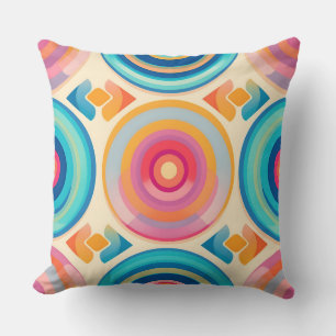 Cojín Decorativo Patrón de los círculos retro coloridos.Moderno ext