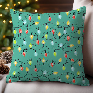 Cojín Decorativo Patrón de Luces de Navidad Brillantes