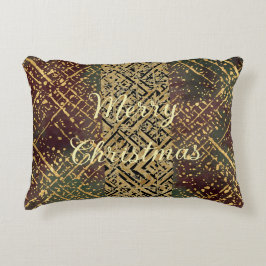 Cojín Decorativo Patrón de lujo de Navidad, rojo dorado verde negro