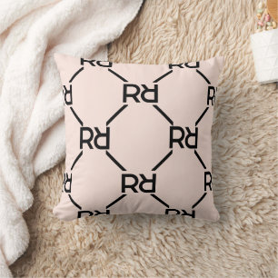 Cojín Decorativo Patrón de lujo inicial del monograma rosa Rubor