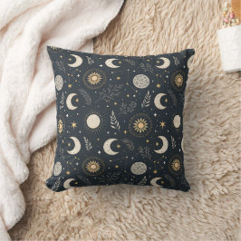 Cojín Decorativo Patrón de Luna Celestial Mística