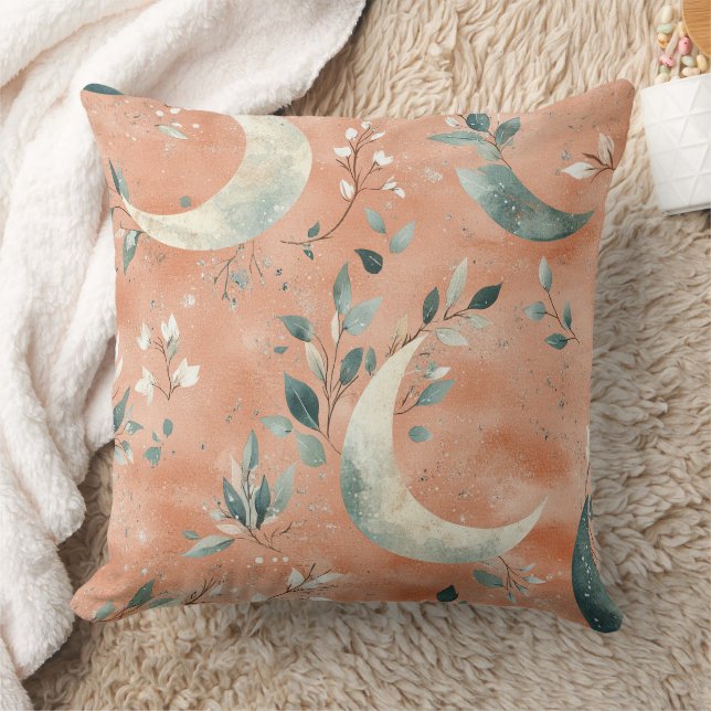 Cojín Decorativo Patrón de Luna Floral Celestial Boho (5) (Manta)
