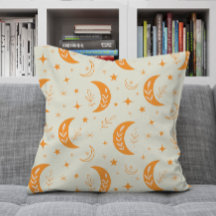 Patrón de luna y estrellas boho naranja