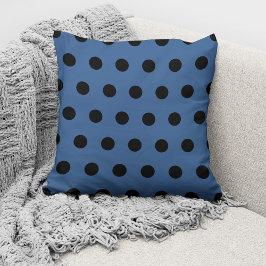 Cojín Decorativo Patrón de lunares azul negro moderno