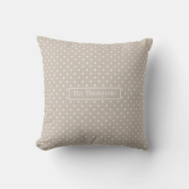 Cojín Decorativo Patrón de lunares blancos sobre beige con nombre p