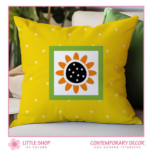 Cojín Decorativo Patrón de lunares de girasol amarillo moderno