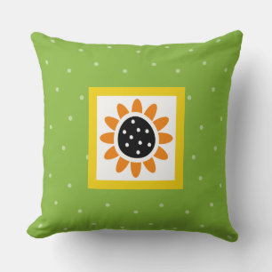 Cojín Decorativo Patrón de lunares de girasol amarillo verde modern