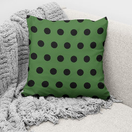 Cojín Decorativo Patrón de lunares negros verde moderno