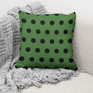 Cojín Decorativo Patrón de lunares negros verde moderno