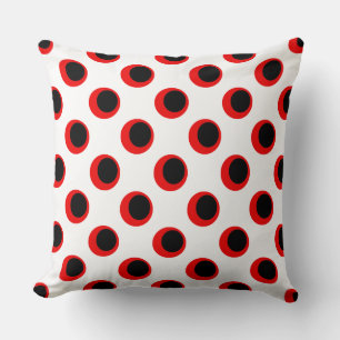 Cojín Decorativo Patrón de lunares negros y rojos