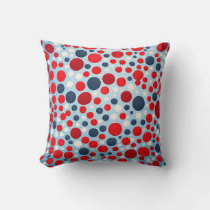 Cojín Decorativo Patrón de lunares rojos y azules
