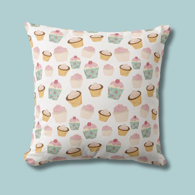 Cojín Decorativo Patrón de magdalena (Cupcake Pattern throw pillow cushion)