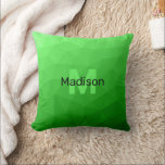 Cojín Decorativo Patrón de malla de geometría de gradiente verde Li<br><div class="desc">Monograma Personalice con su personalizado inicial y su nombre. Patrón de malla geométrica de gradiente verde claro triángulos brillantes sombríos. Malla geométrica de triángulo con gradiente oscuro verde claro. patrón,  sombrío,  malla,  triángulos,  geometría,  geométrica,  gradiente,  fresco,  triángulo,  verde</div>