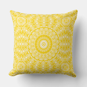 Cojín Decorativo Patrón de Mandala amarillo dorado