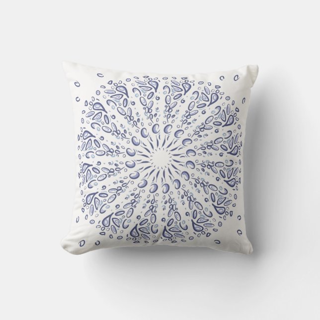Cojín Decorativo patrón de mandala azul (Anverso)