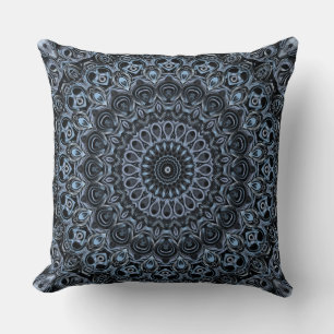 Cojín Decorativo Patrón de mandala azul oscuro exótico
