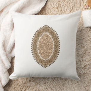 Cojín Decorativo Patrón de mandala blanco beige marrón ornamentado