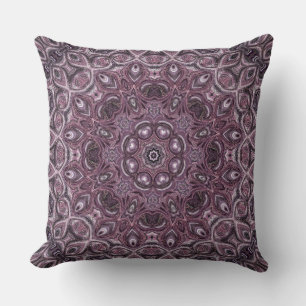 Cojín Decorativo Patrón de mandala de mármol de lavanda y ciruela