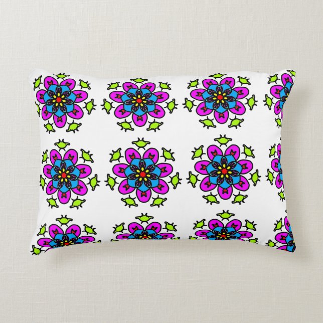Cojín Decorativo Patrón de Mandala Floral (Anverso)