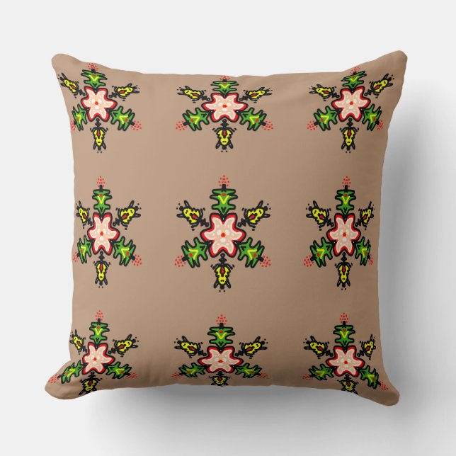 Cojín Decorativo Patrón de Mandala Floral (Anverso)
