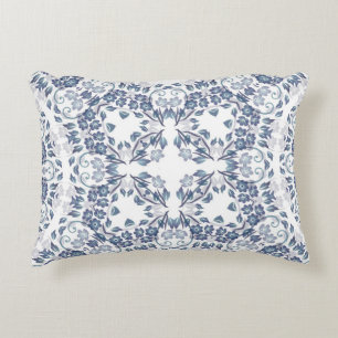 Cojín Decorativo Patrón de mandala geométrico azul polvoriento
