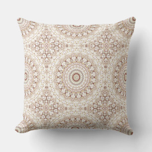 Cojín Decorativo Patrón de Mandala Geométrico de Tonos Terrosos