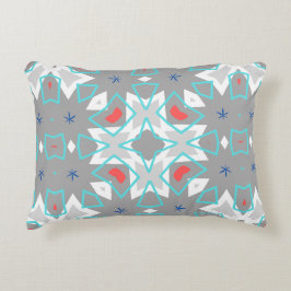 Cojín Decorativo Patrón de Mandala Gris Coral | Boho Floral Geométr