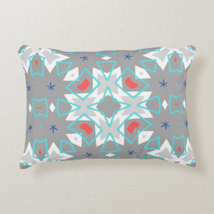 Cojín Decorativo Patrón de Mandala Gris Coral Boho Floral Geométr