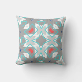 Cojín Decorativo Patrón de mandala gris coral | Boho floral geométr