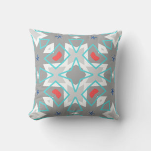 Cojín Decorativo Patrón de mandala gris coral Boho floral geométr
