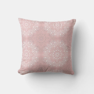 Cojín Decorativo Patrón de mandala indio espiritual rosa