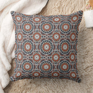 Cojín Decorativo Patrón de mandala islámico antiguo naranja