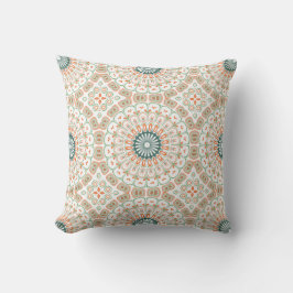 Cojín Decorativo Patrón de Mandala Moderno Naranja y Verde