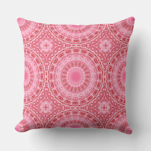 Cojín Decorativo Patrón de Mandala Rojo y Rosa