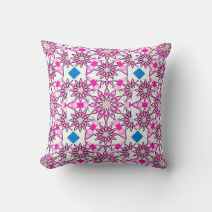 Cojín Decorativo Patrón de Mandala, rosa, rosa caliente,