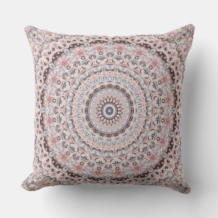 Cojín Decorativo Patrón de mandala rosa y azul boho