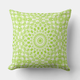 Cojín Decorativo Patrón de Mandala Verde Chartreuse