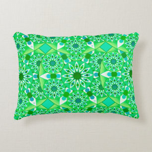 Cojín Decorativo patrón de mandala, verde esmeralda y pavo real