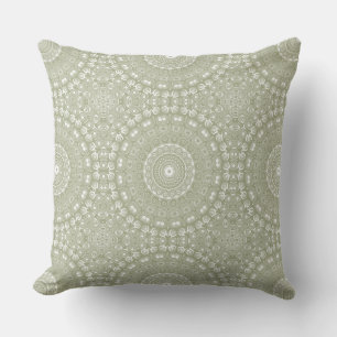 Cojín Decorativo Patrón de Mandala Verde Salvia