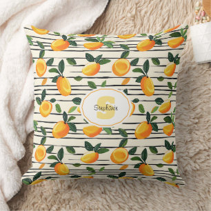 Cojín Decorativo Patrón de mango de color de agua con hojas verdes