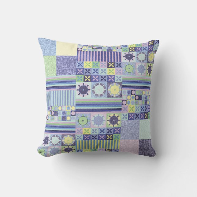 Cojín Decorativo Patrón de manta de ganchillo de falsa lana tejida  (Anverso)