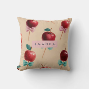 Cojín Decorativo Patrón de manzanas de caramelos encantadores y per
